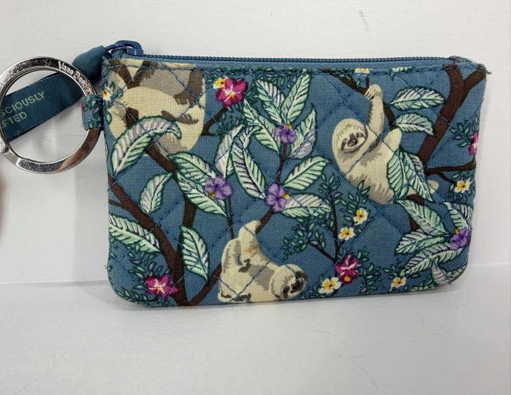 Vera Bradley Blue Sloth Clear ID Change Case W/Keychain