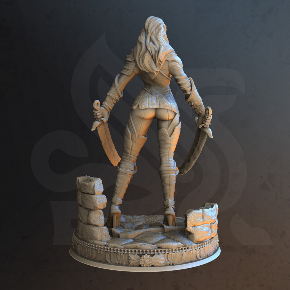 Scarlett Half Elf Rogue Fighter Miniature | D&D DnD |