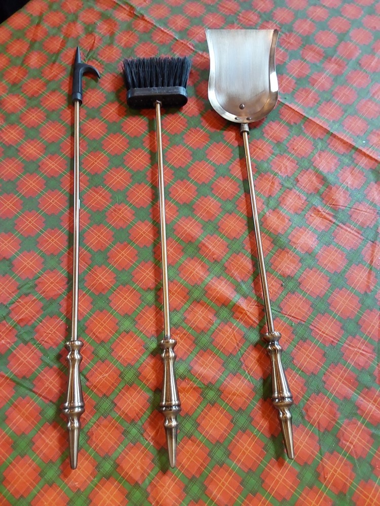 Brass Fireplace Tools Broom Shovel Poker