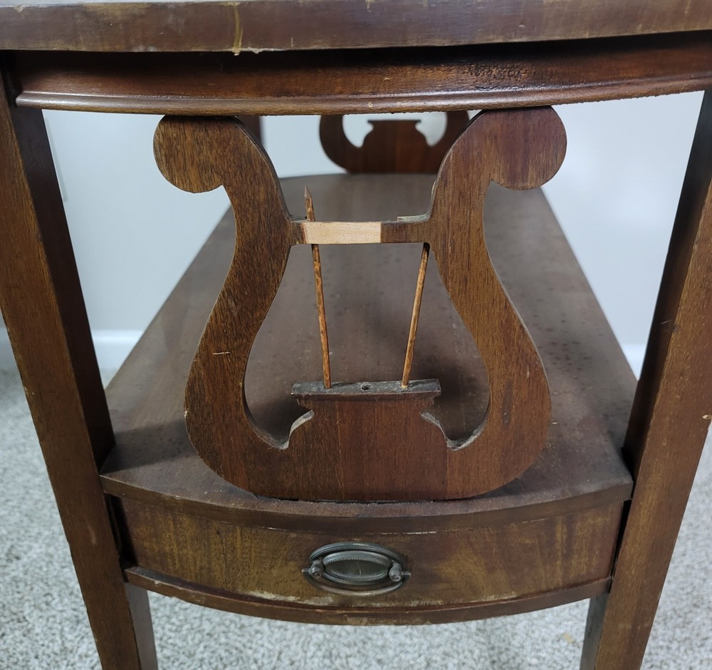 Vintage Mahogany Harp End Table