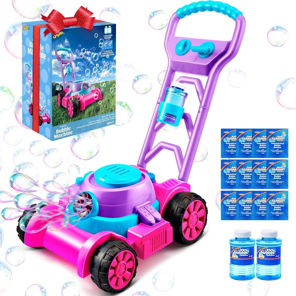 Quality Bubble Blowing Lawn Mower - Kid-Friendly Pink Design