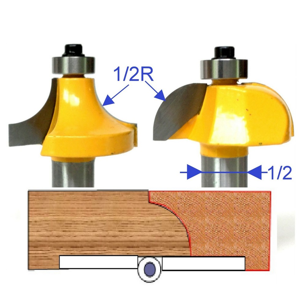 2 pc 1/2" SH 1/2" Radius Drop Leaf Table Router Bit Set S