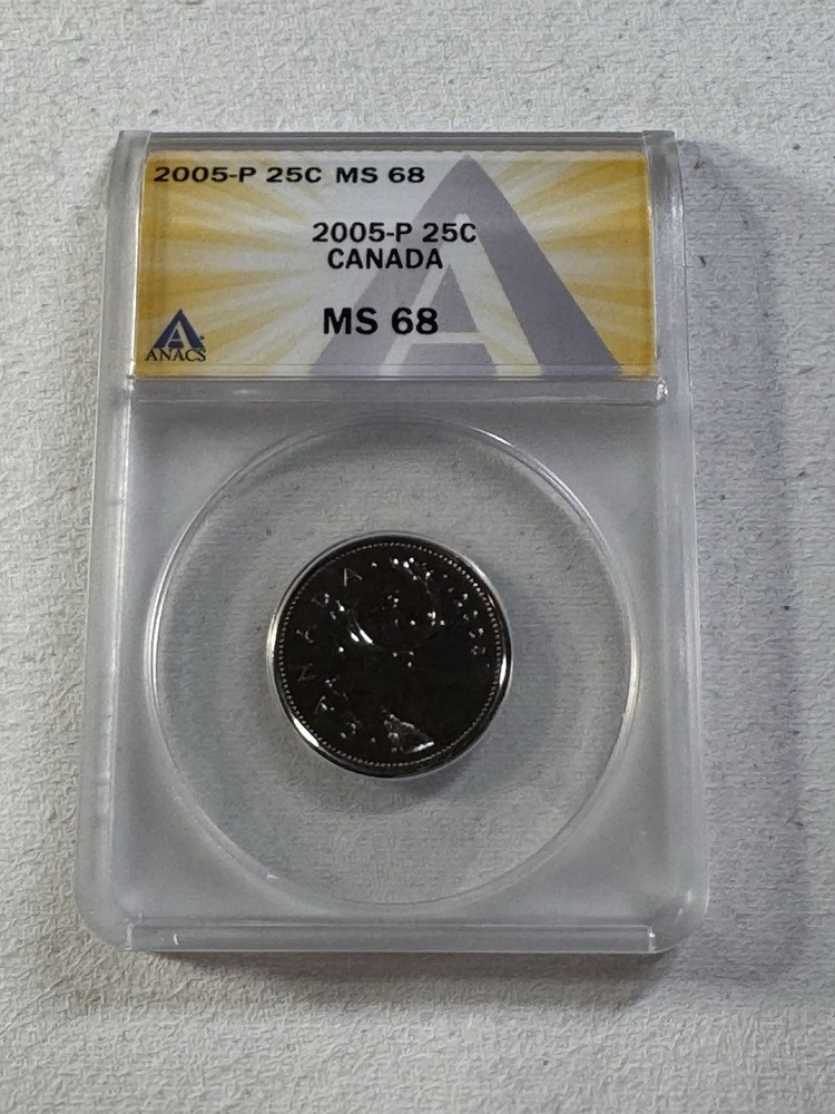 2005-P Canada 25 Cents Graded MS 68 by ANACS