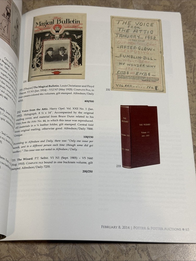 Potter & Potter Burton S. Sperber Magic Collection Catalog 2014