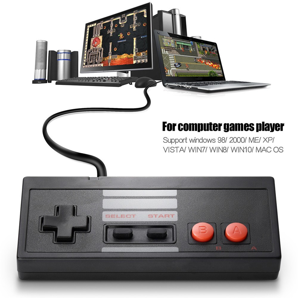2 x USB Gaming Controller For Classic NES 8 Bit System Console Control Black US