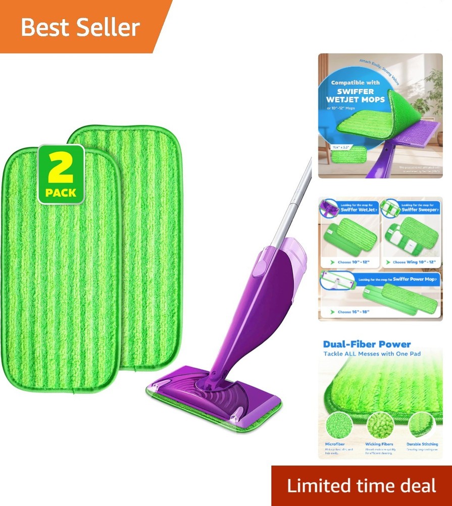 Microfiber Mop Pads for Hardwood - 2 Pack, Safe & Effective Cleaning