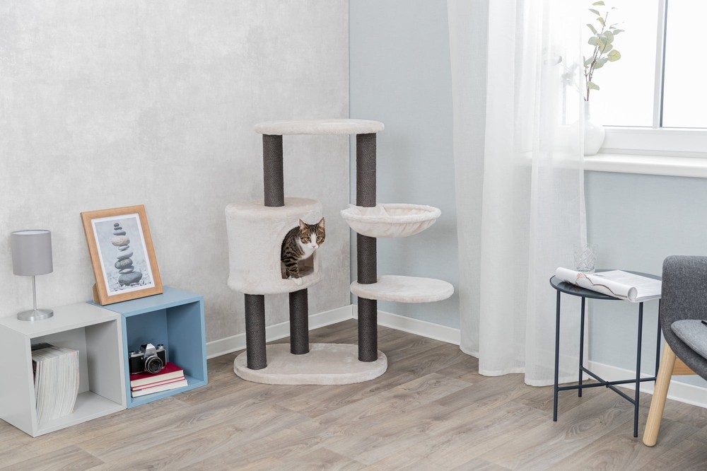 Moriles Gray Cat Tower with Scratching Posts, Condo, Hammock, Padded Platform