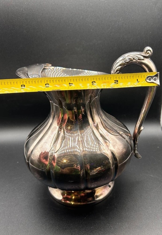 Antique Sheffield Silver Co Pitcher Silver plate Ice Guard W/ Ornate Handle