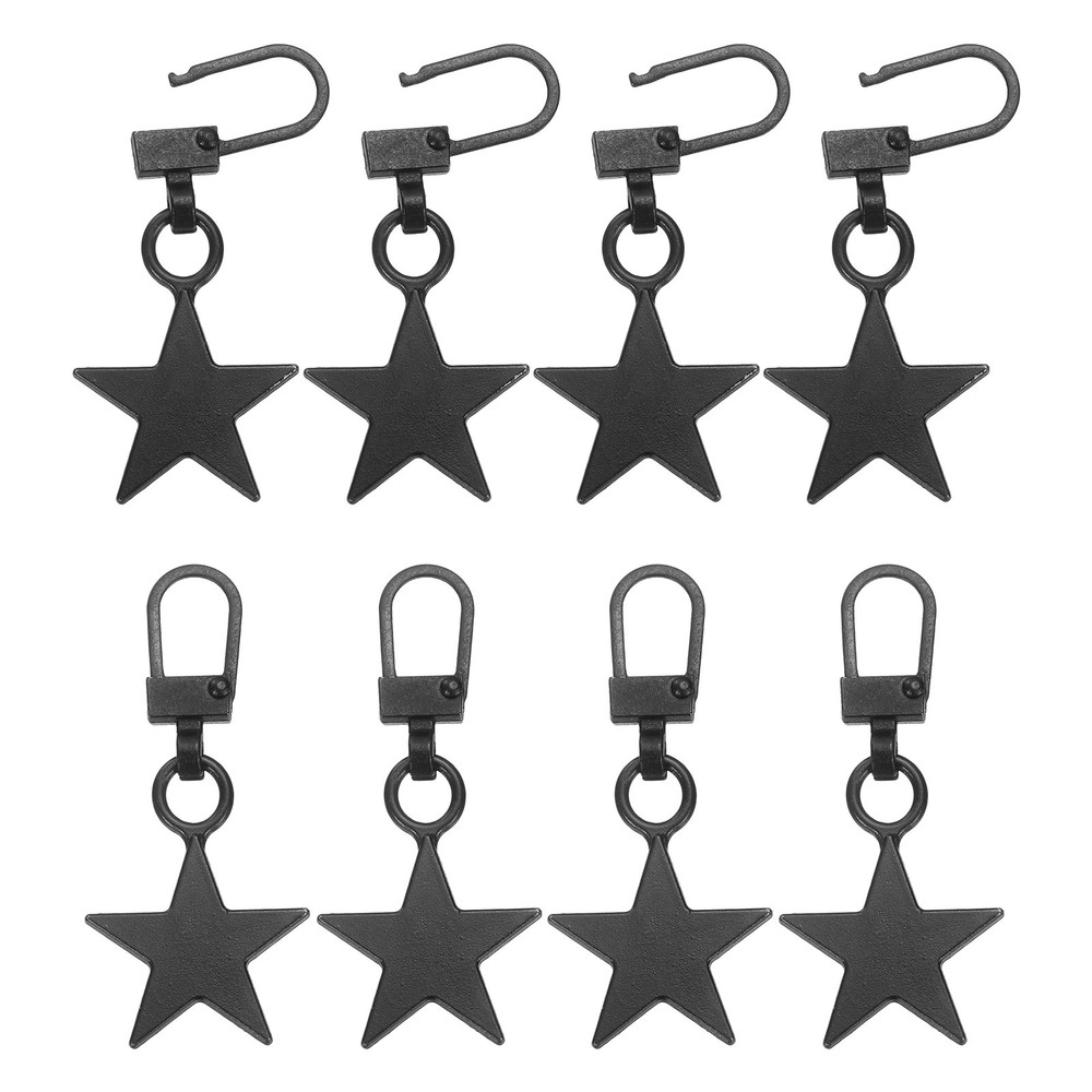 8Pcs Zipper Pull Replacement, Star Detachable Tiny Zipper Slider, Black
