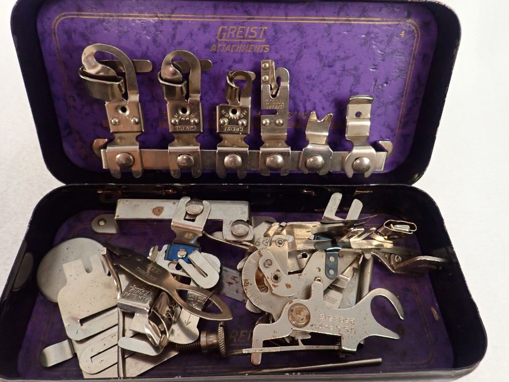 Vintage Greist Attachments Sewing Machine In Case
