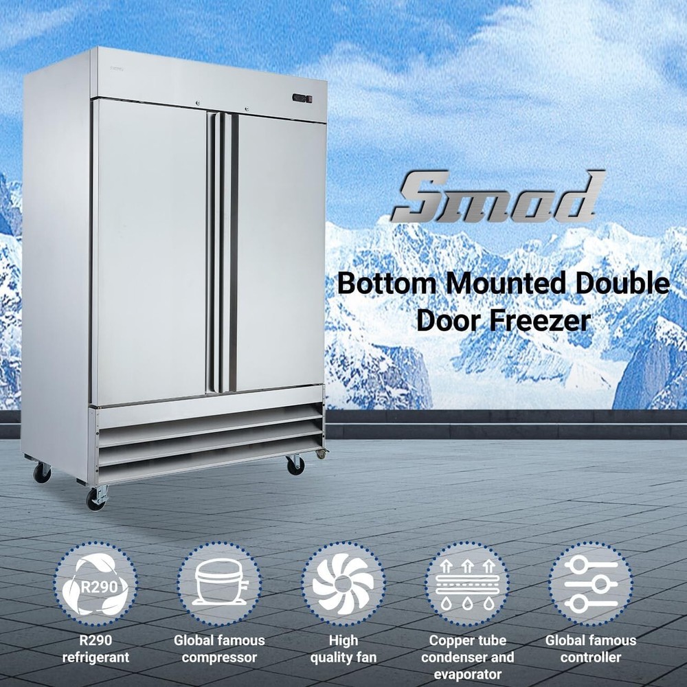 Smad Freezer 47 Cu.Ft Commercial Fridge 2 Section Solid Door - 8 ℉~ 0℉