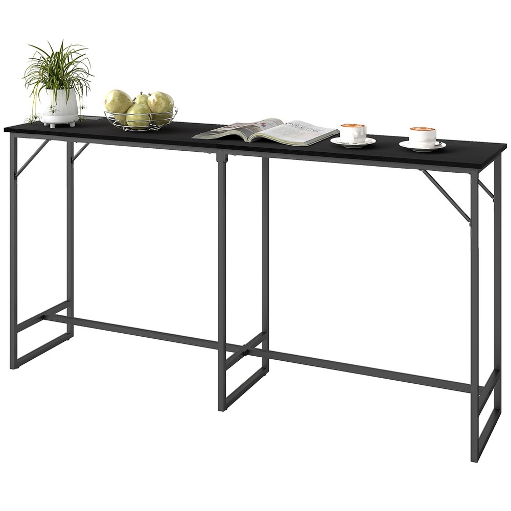 HOMCOM 70" Bar Table with Charging Station, Bar Height Pub Table, Black