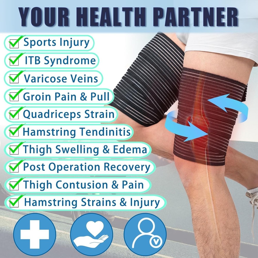 Adjustable 2 Pcs Thigh & Hamstring Compression Sleeves for Active Recovery