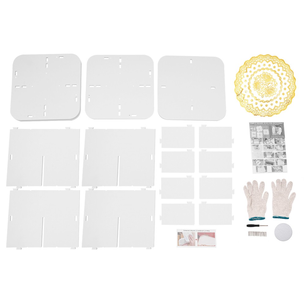 360° Rotating White Bookshelf - 2 Tier Space-Saving Corner Bookcase