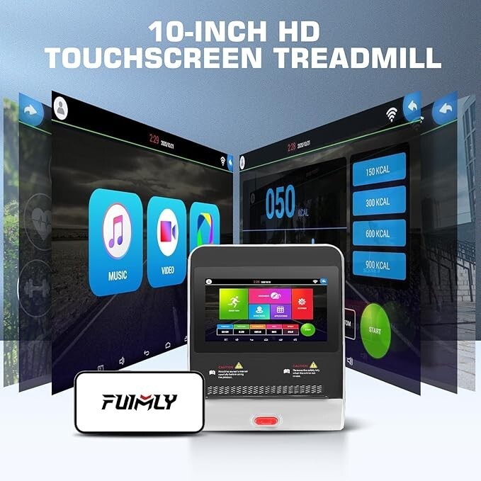 3.25HP Electric Treadmill Folding Running Machine w/10'' Touchable Screen 9mph