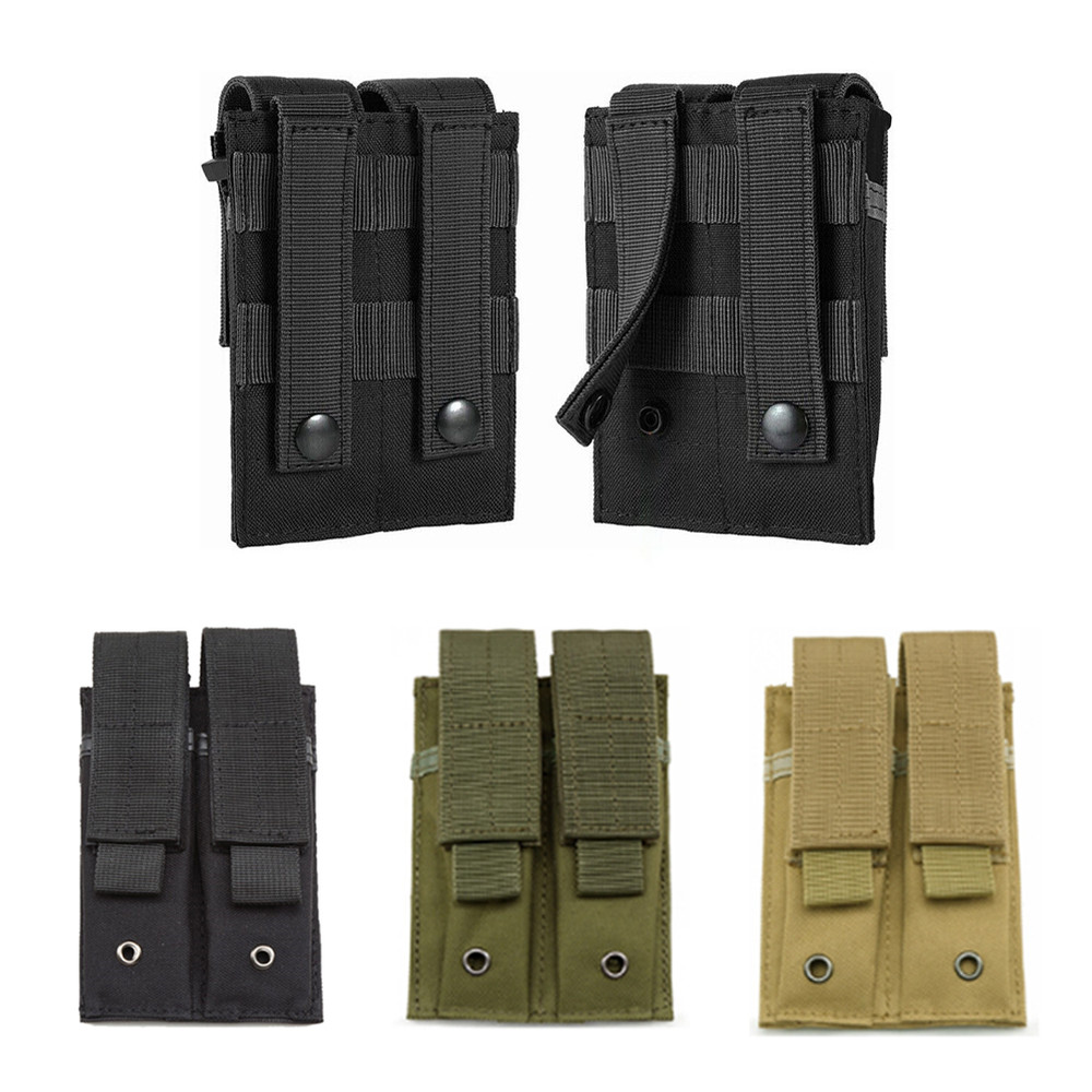 Tactical Double Pistol Mag Pouch Multi-Tool Organizer Holder Flashlight Bag