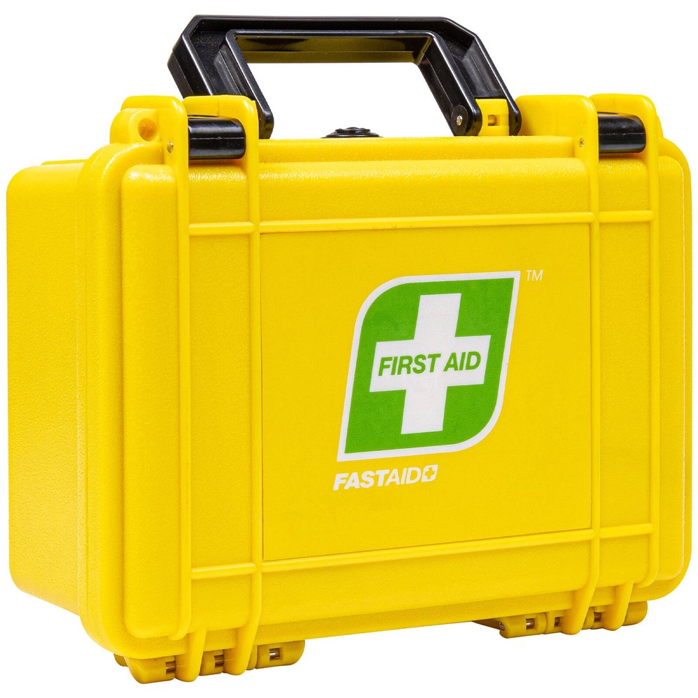FastAid Essentials IP67 Waterproof First Aid Kit With Yellow Plastic Case