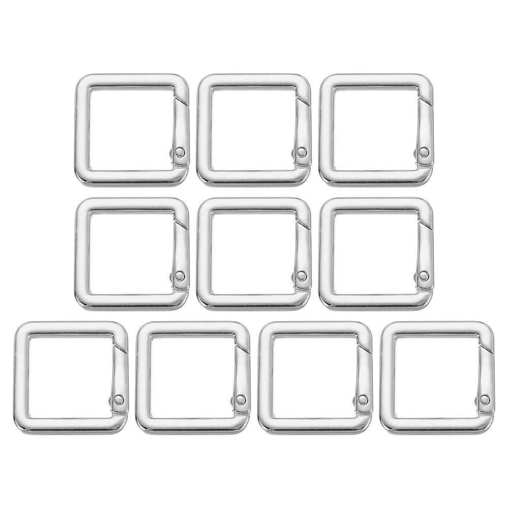 10 Pcs 27mm Square Shaped Spring Snap Keychain Clip for Purses Silver