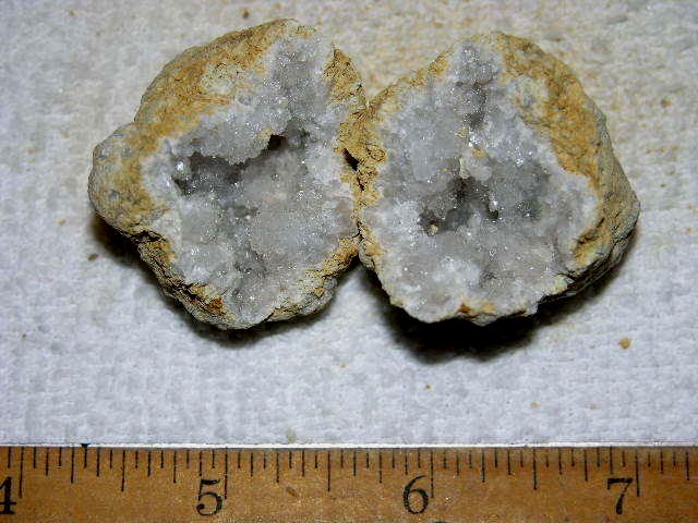 Geode pair opened with crystal centers 2 inch G35