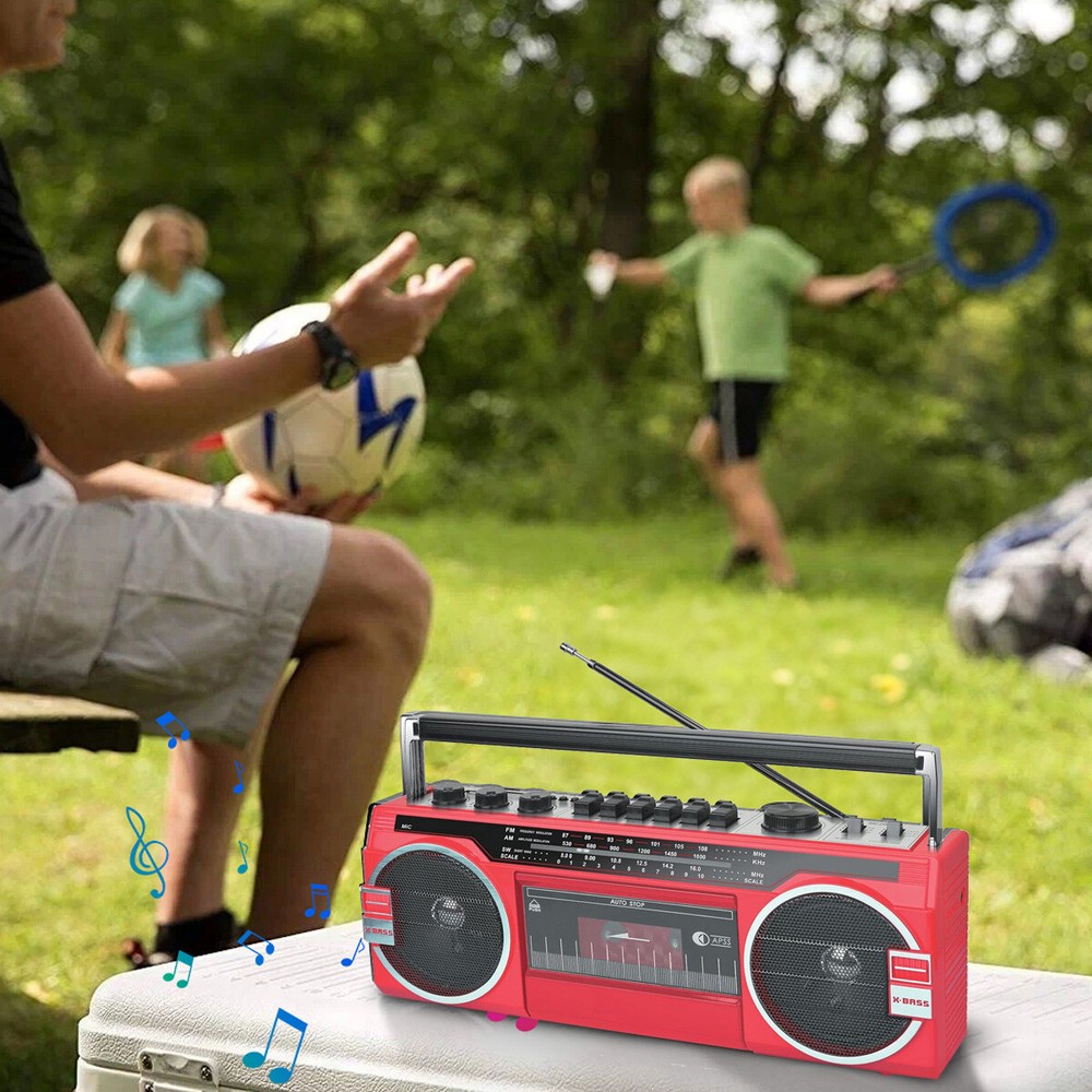 Portable Cassette Boombox Tape Player Bluetooth Speaker Support SD/USB Input