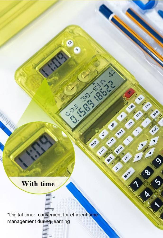C9-Luxmoc Multi-Function Scientific Calculator With Time Display+Pencil Case