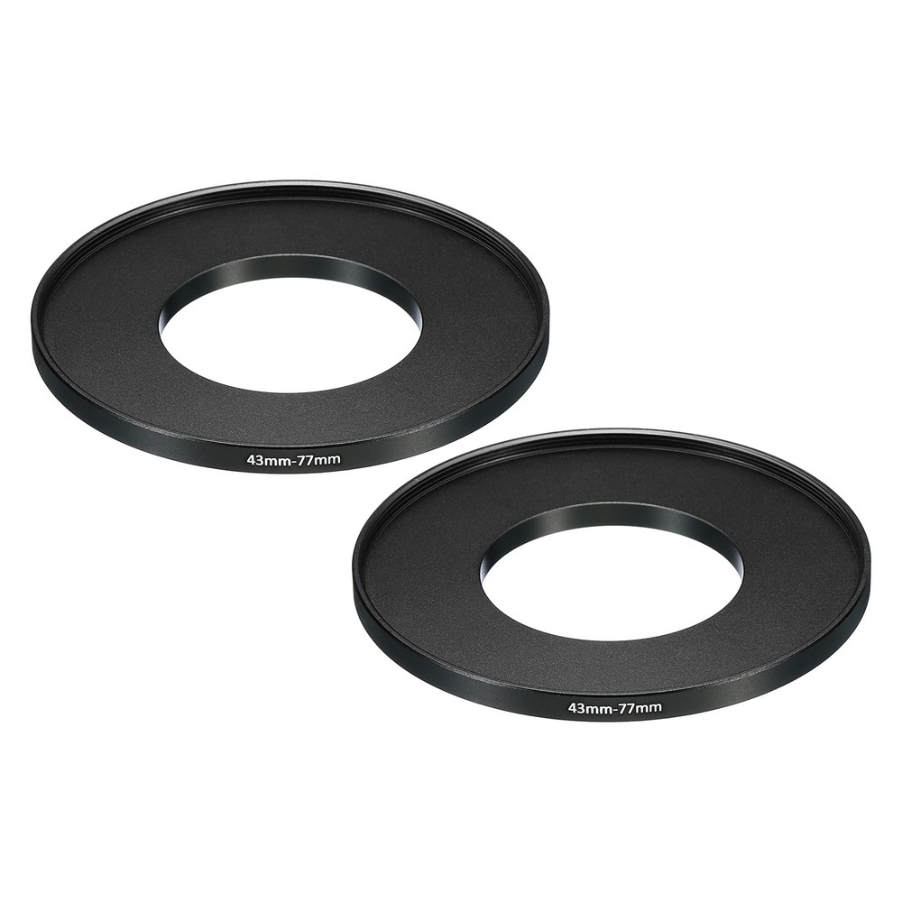 2 Pcs 43mm-77mm Metal Step Up Ring Camera Lens Filter Adapter Ring Black