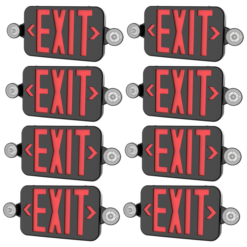 8 Pack Red LED Exit Sign, UL-Listed Emergency Light - Dual LED Lamp ABS Fire