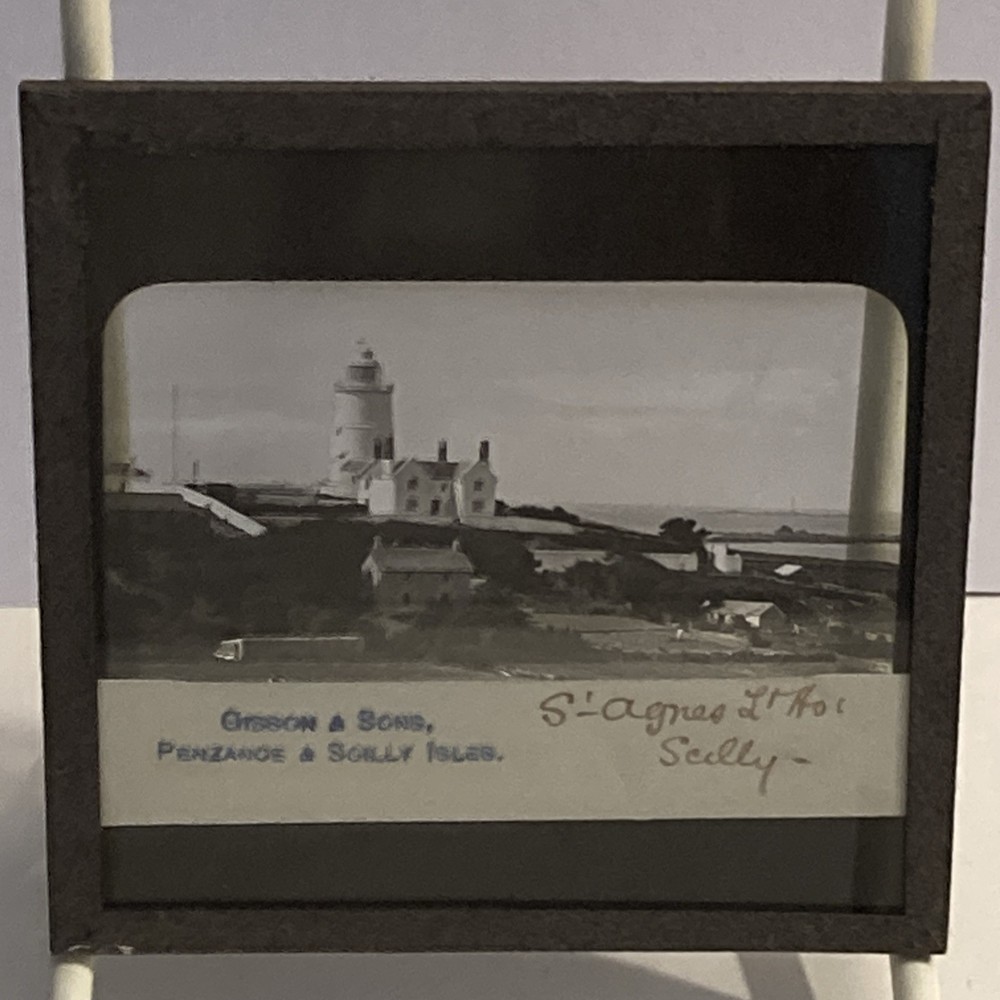 Magic Lantern Slides ST AGNES LIGHTHOUSE SCILLY ISLES ANTIQUE