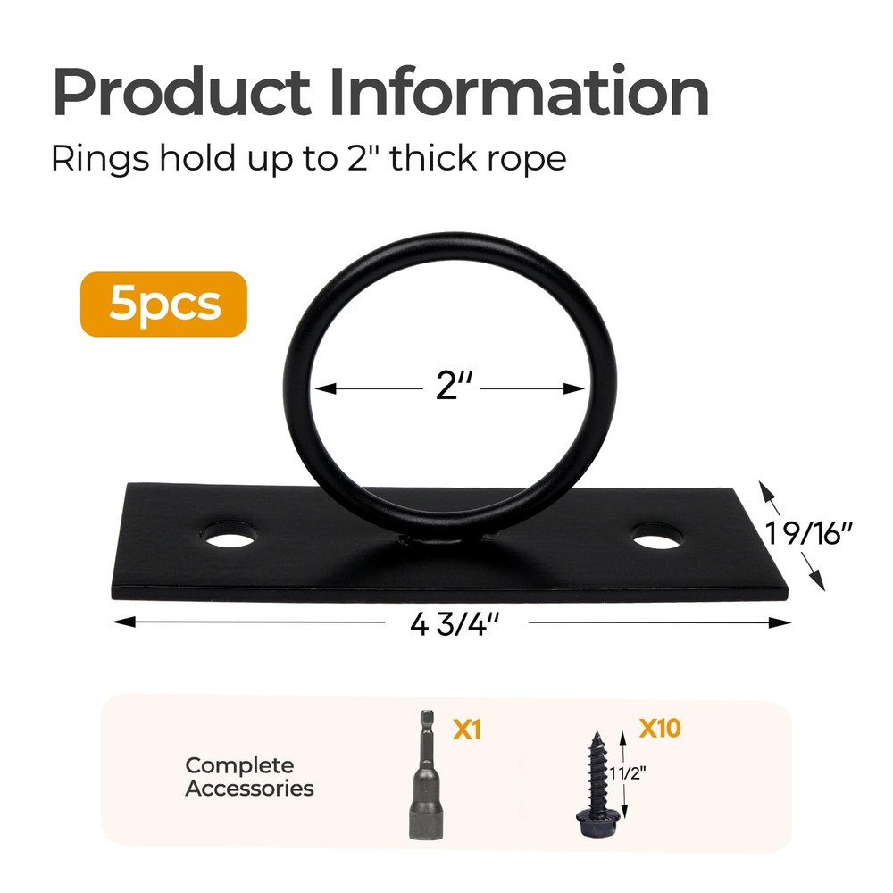 Solviro 5Pack 2inch Rope Support Holder Drop Ring Brackets Decorative for Hem...