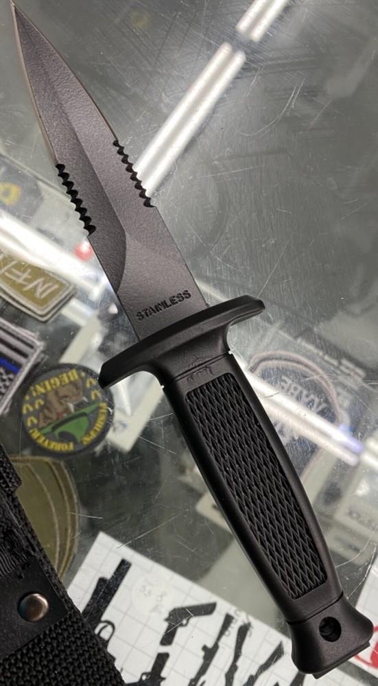 STURM MILTEC COMBAT KNIFE / MULTI-PURPOSE SERRATED BOOT KNIFE W/ SHEATH (