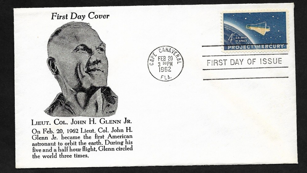 #1193  4c Project Mercury-John Glenn-1st Orbit Covers FDC
