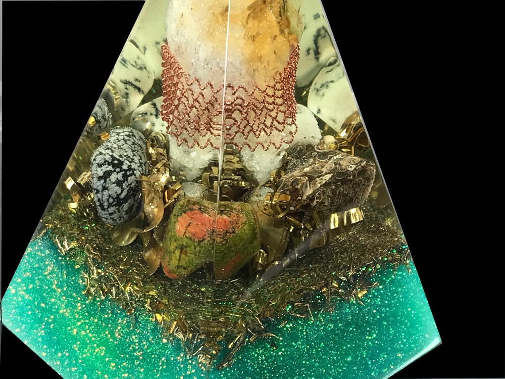 Beautiful Organite Pyramid with Crystal Citrine