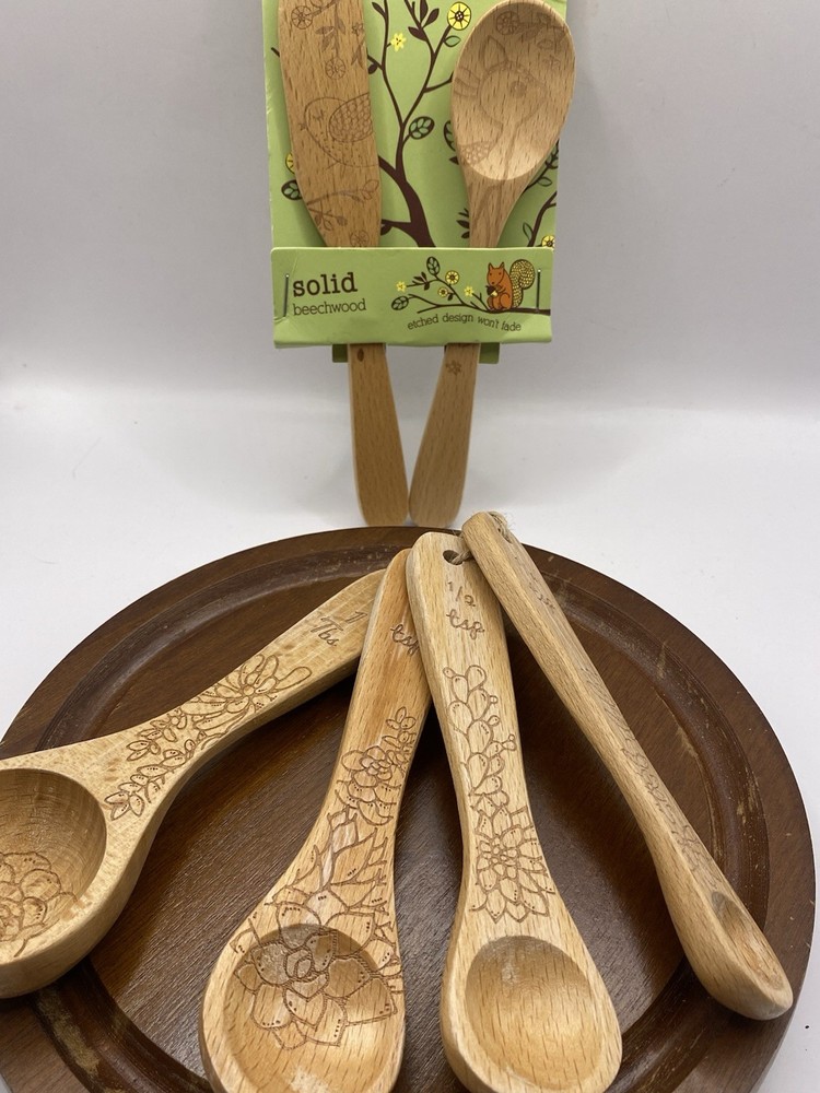 Talisman Designs Beechwood Jam  Spreader & Measuring Spoon Sets