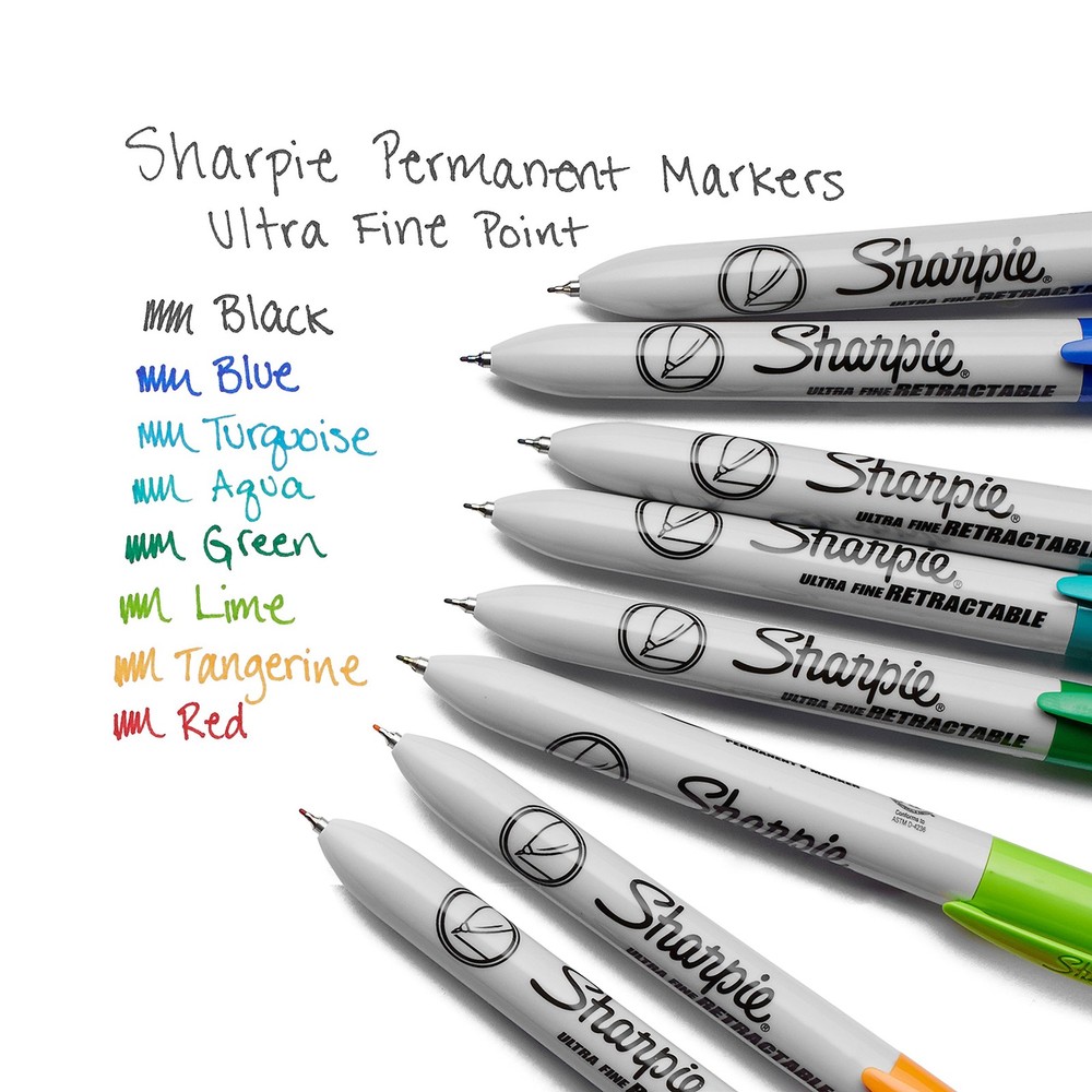 Ultra Fine Point Retractable Permanent Markers, Assorted Colors, 8 Count