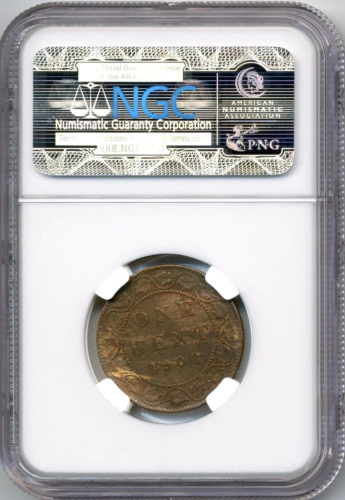 1908 Canada Large Cent, MINT ERROR, Obverse Lamination - NGC EF Details