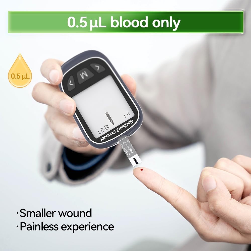 Gocheck2 Bluetooth Blood Glucose Monitor Kit - Fast 5-Second Testing, No Coding