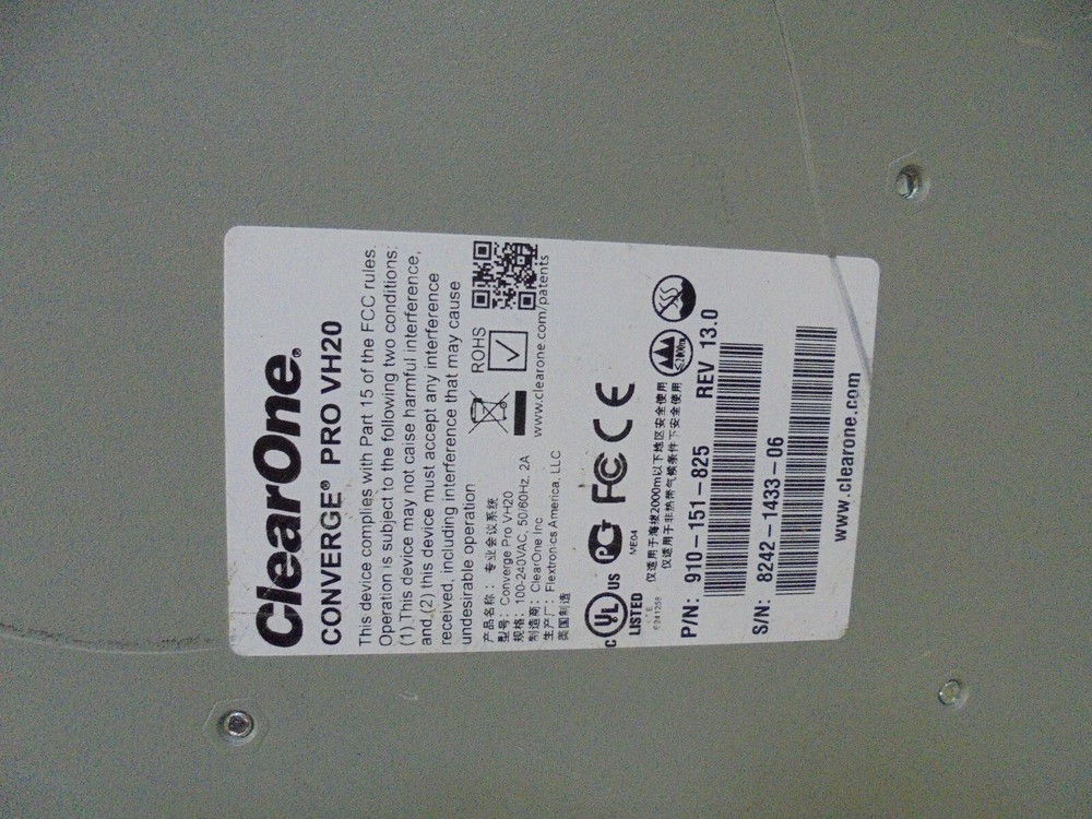 UNTESTED ClearOne Converge Pro VH20 910-151-825 VOIP Gateway