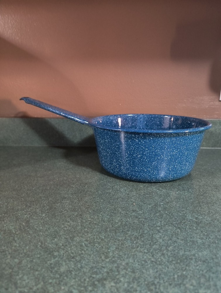 Blue With White Speckles Camp Enamelware 2 qt. Saucepan