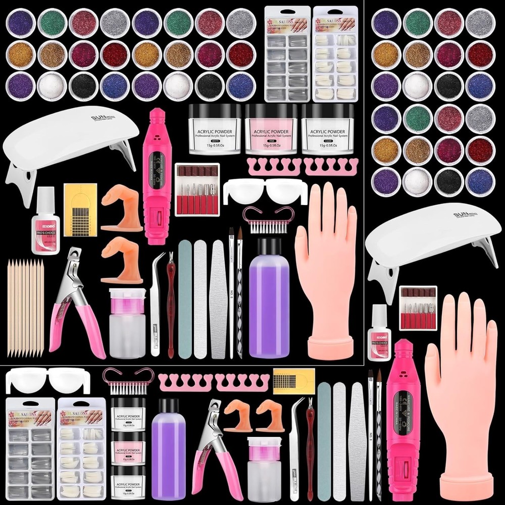 Pro Acrylic Nail Training Kit with Mannequin Hand, Drill & Everything Needed!