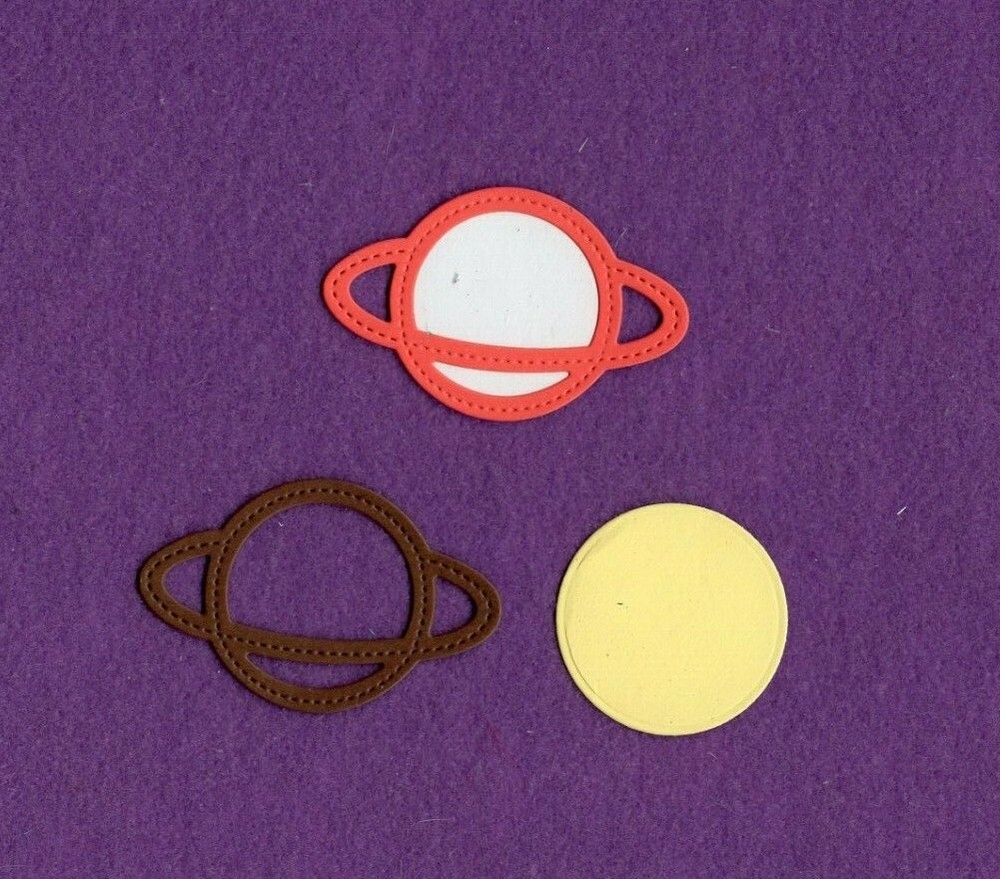 PLANET die cuts with background scrapbook cards