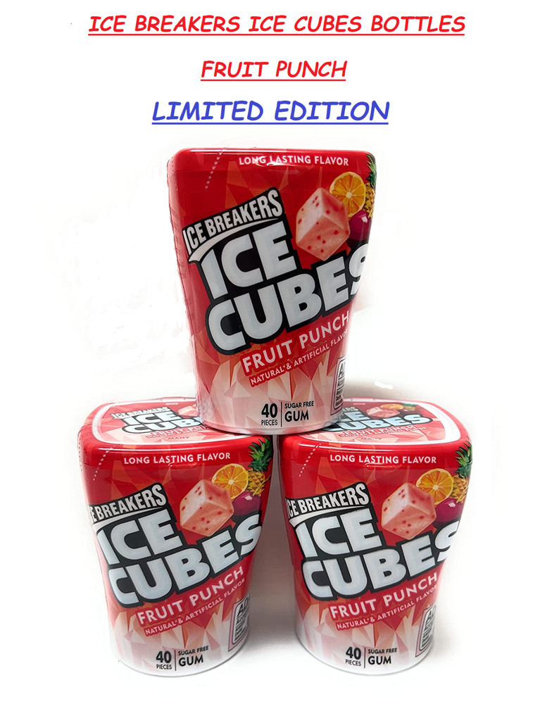 ICE BREAKERS ICE CUBES, Fruit Punch, Sugar Free, 40 Pieces (3 Pack) Limited Time