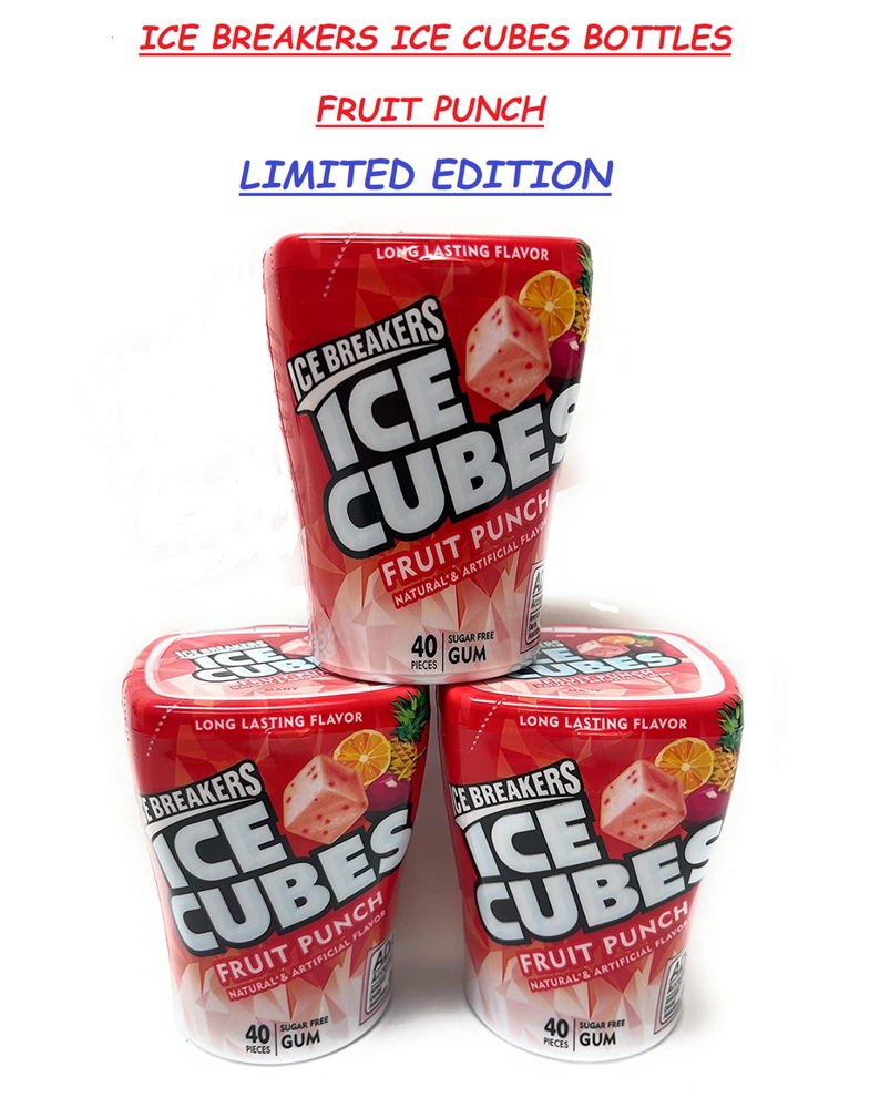 ICE BREAKERS ICE CUBES, Fruit Punch, Sugar Free, 40 Pieces (3 Pack) Limited Time