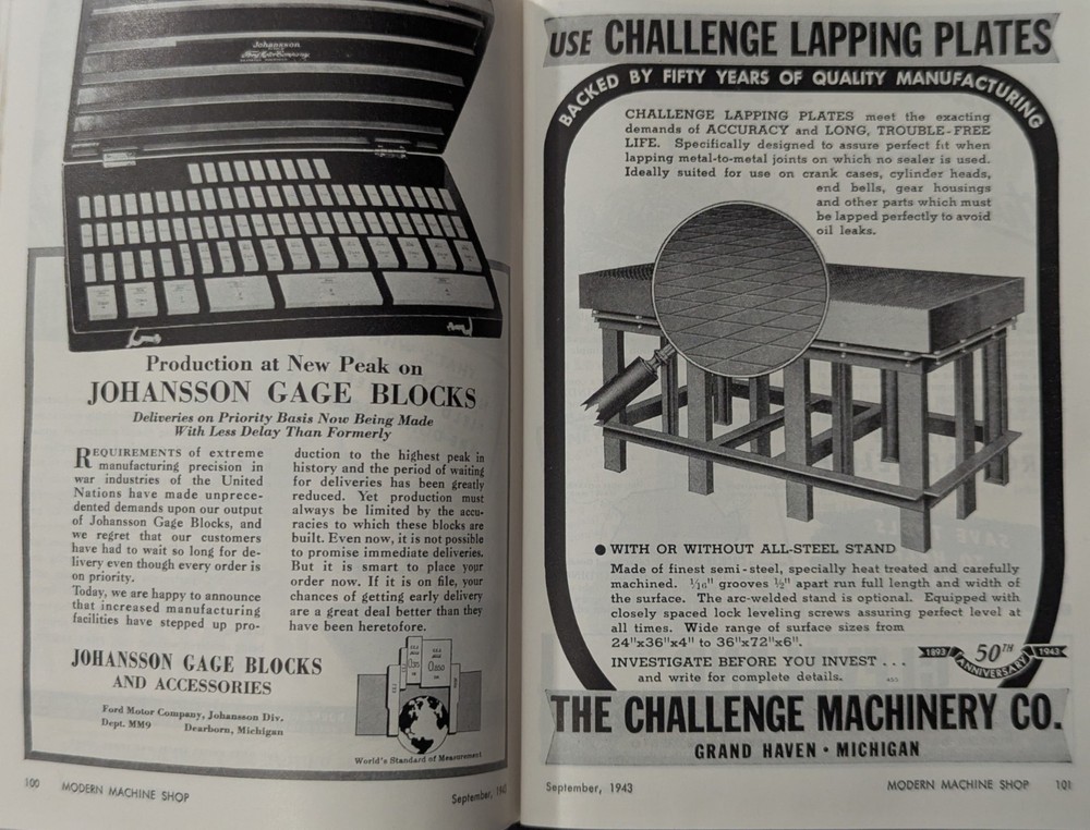 ***VINTAGE SEPTEMBER 1943 MODERN MACHINE SHOP CATALOG***