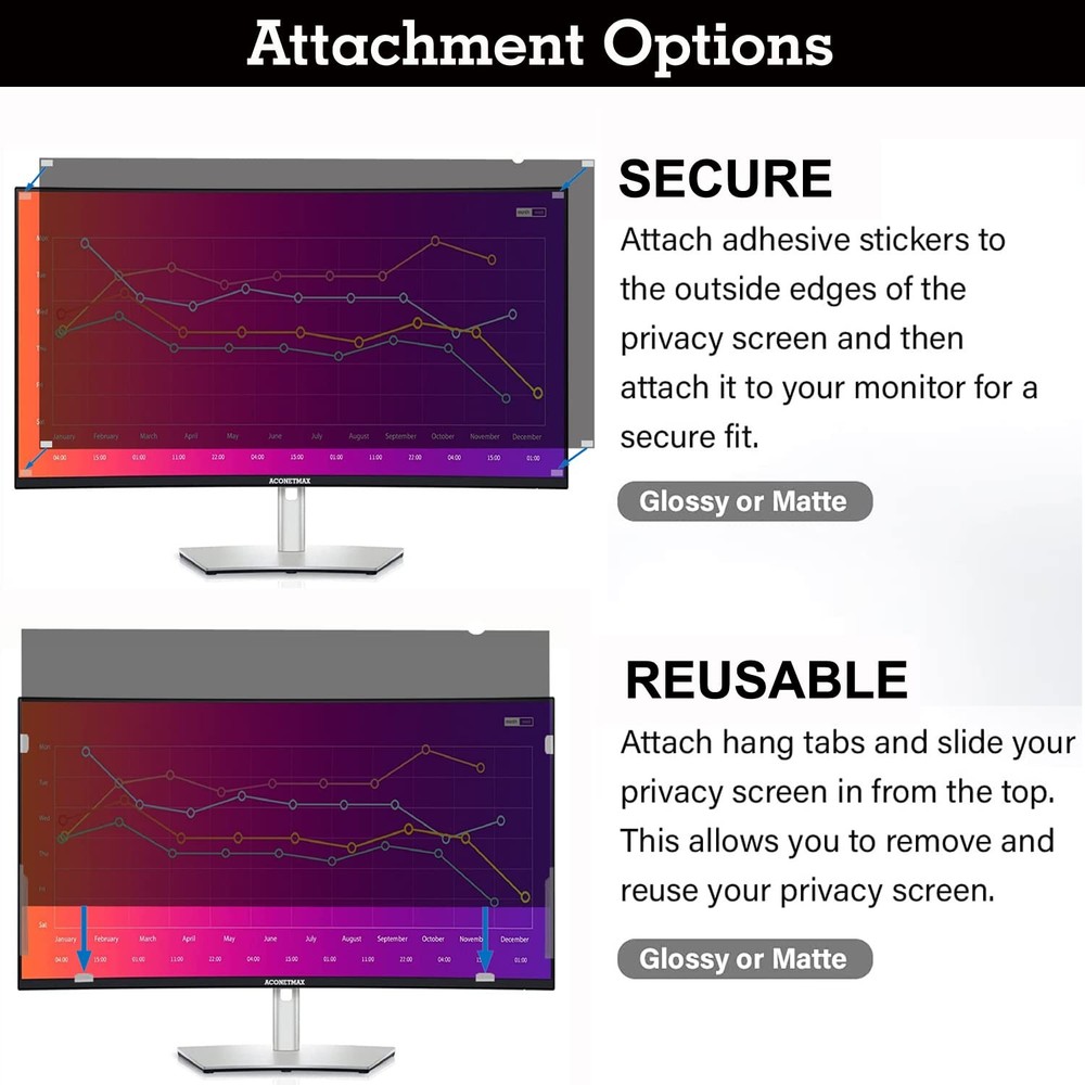[2 Pack] 19 Inches Privacy Screen Filter for Computer 16:10 Widescreen Monito...