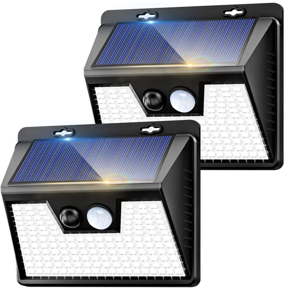 Solar Lights Outdoor 2 Pack, 140LED/3 Modes Motion Sensor Wall Lights Solar P...