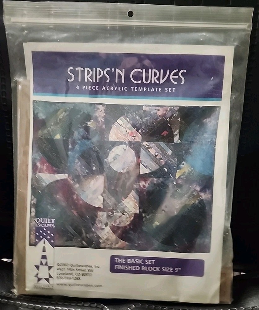 Quilt Escapes Strips N Curves 4pc Acrylic Template Set Basic set Block Size 9"