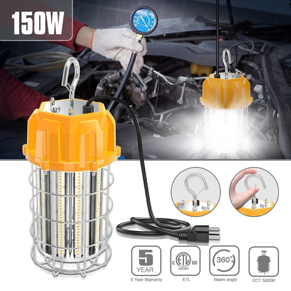 2-Pack 150W LED Temporary Construction Work Light For Basement Workshop Portable