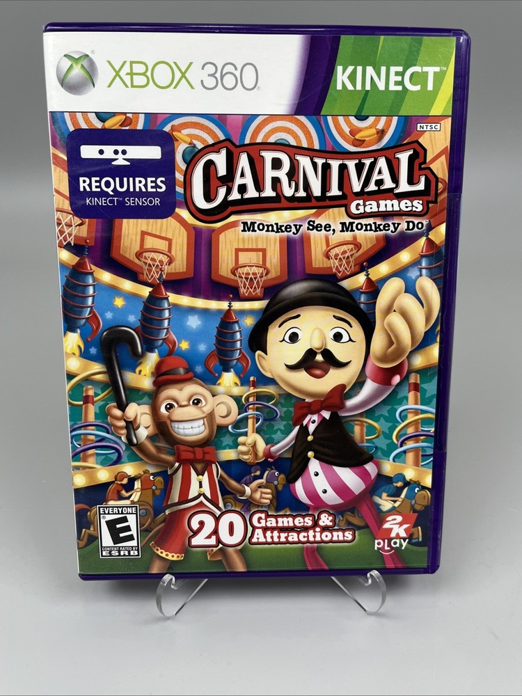 Xbox 360 Kinect Sensor 2 Game Bundle Kinect Adventures & Carnival Games TESTED