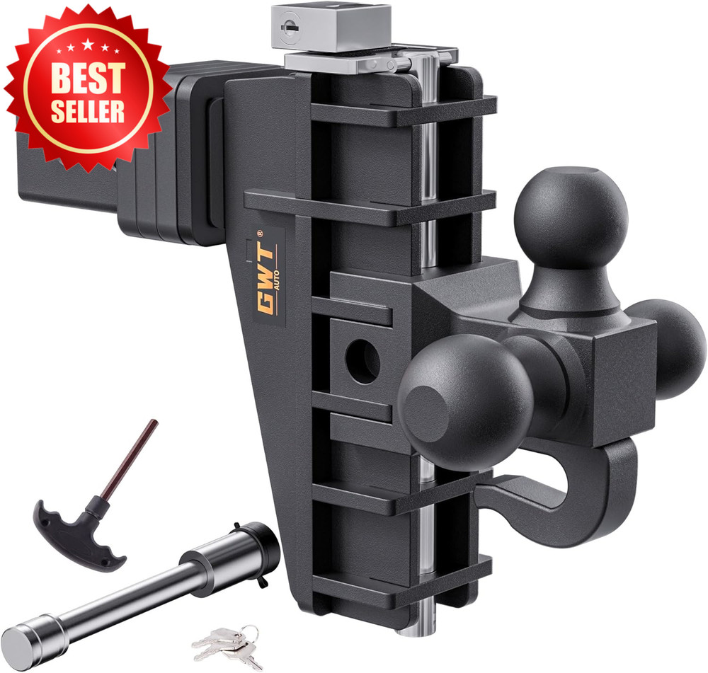 Adjustable Trailer Hitch Tri-Ball Hook 6" Drop 2.5" Receiver US