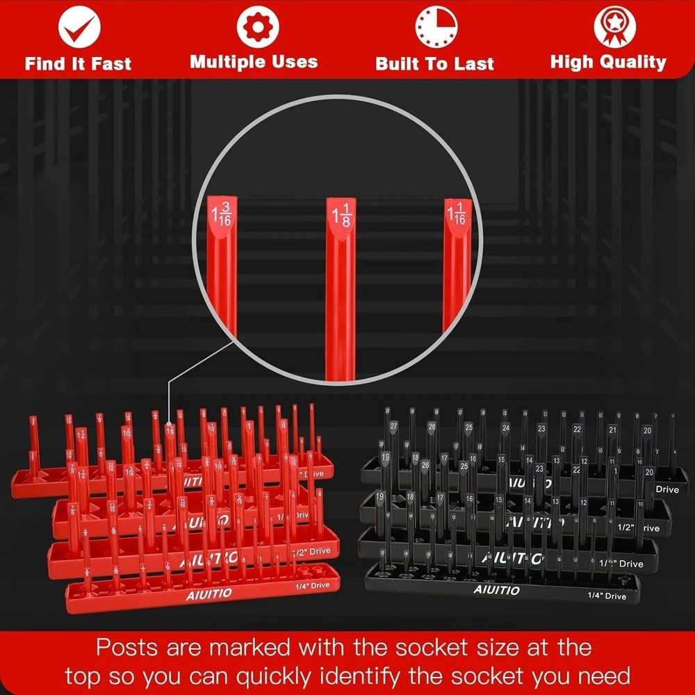Complete 8-Piece SAE & Metric Socket Organizer Tray Set – Time-Saving Solution